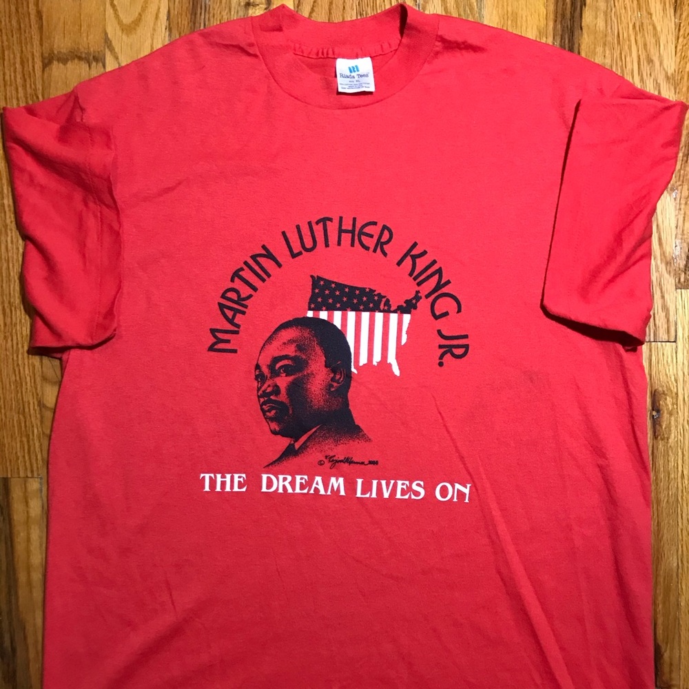 1985 VTG MLK Jr Dream Lives On T Shirt red march